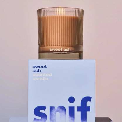 Sweet Ash Scented Candle by Snif, Low-Key Sweet and Earthy Scent, 50+ Hours, 100% Cotton Fiber Wicks, Soy Wax Blend, Non-Toxic, Vegan, 8.5 oz