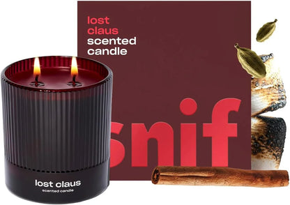 Lost Claus Scented Holiday Candle by Snif, Spicy, Gourmand, Woody Scent, 50+ Hours, 100% Cotton Fiber Wicks, Soy Wax Blend, Non-Toxic, Vegan, 8.5oz