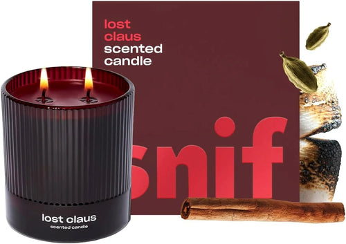 Lost Claus Scented Holiday Candle by Snif, Spicy, Gourmand, Woody Scent, 50+ Hours, 100% Cotton Fiber Wicks, Soy Wax Blend, Non-Toxic, Vegan, 8.5oz