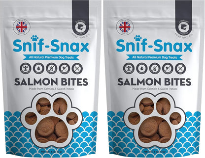 Snif-Snax™ Human Grade Dog Treats - All-Natural Smoked Salmon & Sweet Potato Bites, 4oz (Pack of 2)