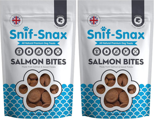Snif-Snax™ Human Grade Dog Treats - All-Natural Smoked Salmon & Sweet Potato Bites, 4oz (Pack of 2)