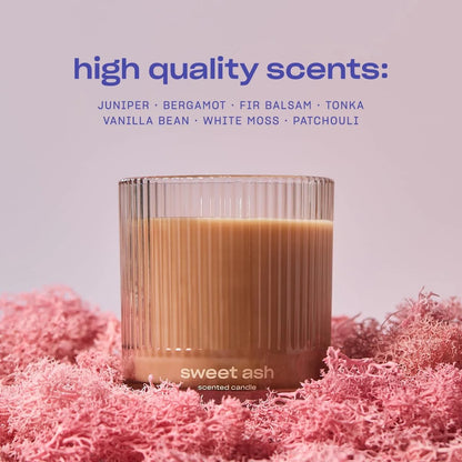Sweet Ash Scented Candle by Snif, Low-Key Sweet and Earthy Scent, 50+ Hours, 100% Cotton Fiber Wicks, Soy Wax Blend, Non-Toxic, Vegan, 8.5 oz