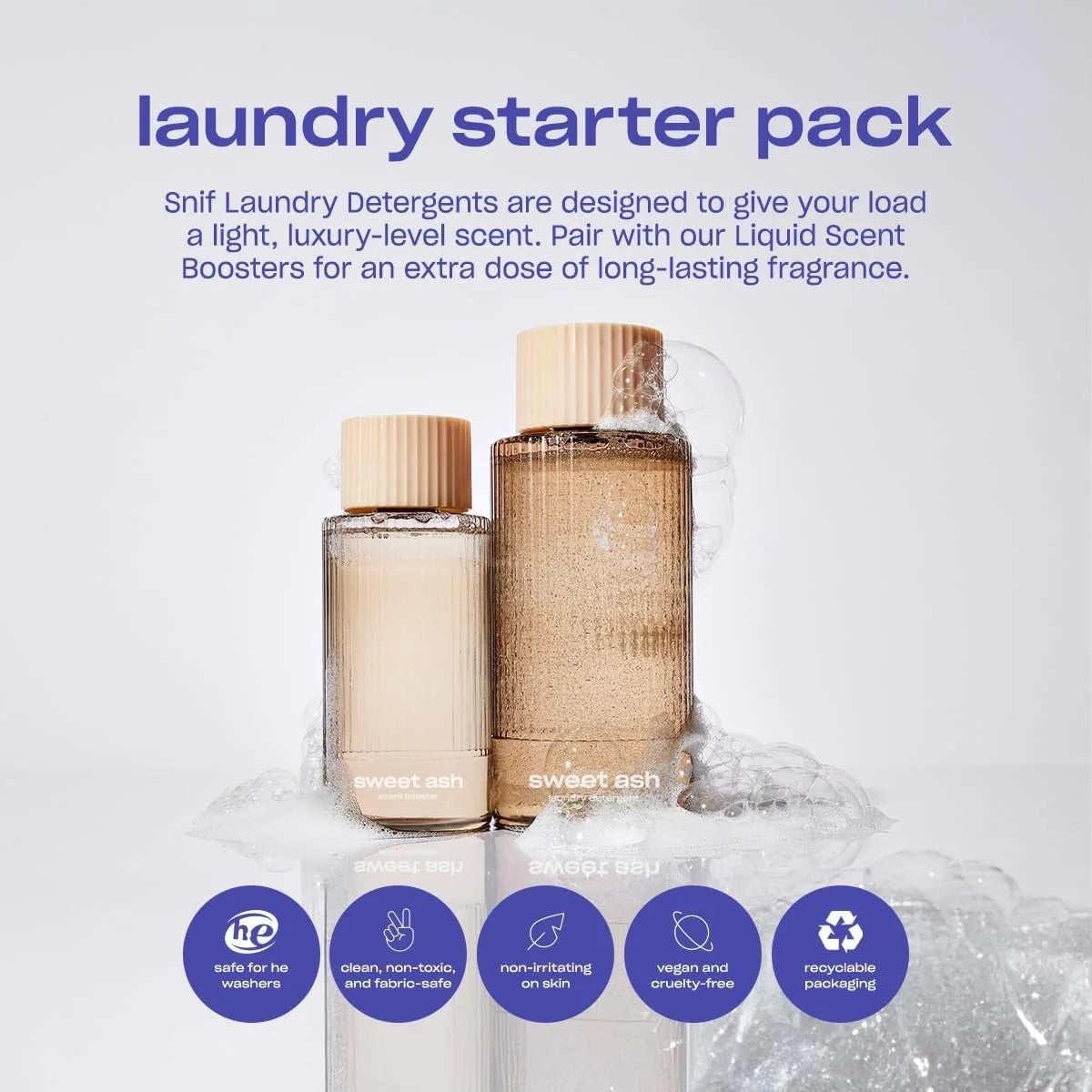 Snif Sweet Ash Scented Liquid Laundry Detergent, Non-Toxic, 32 Loads, 16oz