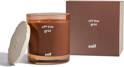 Off The Grid Luxury Scented Candle by Snif, Warm and Calming Candle, 50+ Hours, 100% Cotton Fiber Wicks, Soy Wax Blend, Non-Toxic, Vegan, 8.5 oz