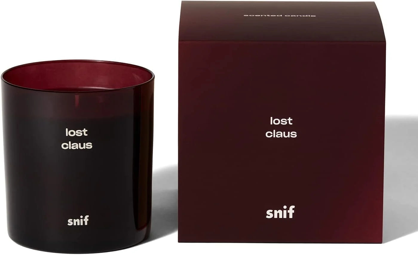 Lost Claus Scented Holiday Candle by Snif, Spicy, Gourmand, Woody Scent, 50+ Hours, 100% Cotton Fiber Wicks, Soy Wax Blend, Non-Toxic, Vegan, 8.5oz