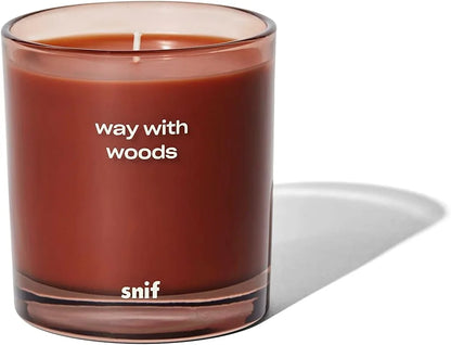 Way with Woods Luxury Scented Candle by Snif, Inviting and Crisp Scent, 200+ Hours, 100% Cotton Fiber Wicks, Soy Wax Blend, Non-Toxic, Vegan, 50 oz