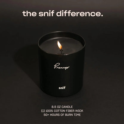Prenup Luxury Scented Candle by Snif, Musky and Smooth Scent, 50+ Hours, 100% Cotton Fiber Wicks, Soy Wax Blend, Non-Toxic, Vegan, 8.5 oz