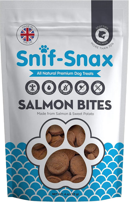Snif-Snax™ Human Grade Dog Treats - All-Natural Smoked Salmon & Sweet Potato Bites, 4oz